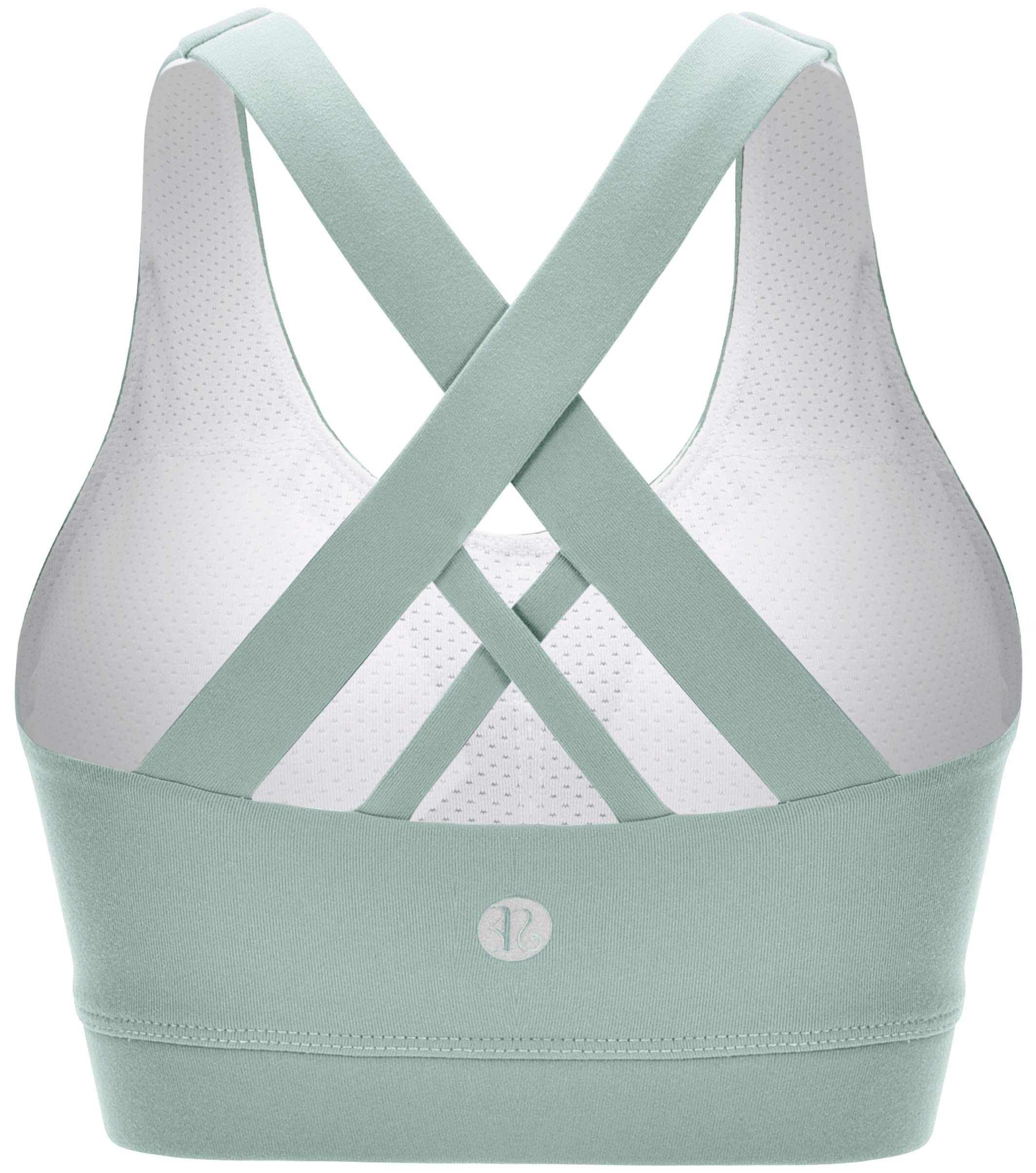 RUNNING GIRL Sports Bra for Women, Criss-Cross Back Padded Strappy Sports Bras Medium Support Yoga Bra with Removable Cups(WX2353D.Green.L)