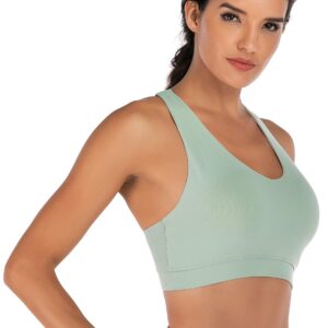 RUNNING GIRL Sports Bra for Women, Criss-Cross Back Padded Strappy Sports Bras Medium Support Yoga Bra with Removable Cups(WX2353D.Green.L)