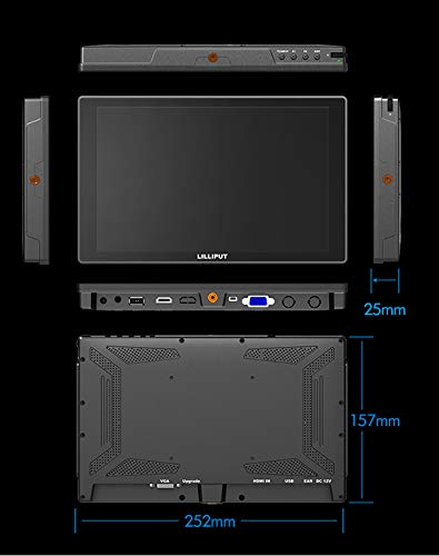 LILLIPUT 10.1" FA1016/C/T IPS FHD 1000:1 Capacitive Mutli-Touch HDMI/VGA Support 4K 30Hz Glass+Glass Technology with Free Desktop Stand USA Official Seller VIVITEQ (USA Service Directly)