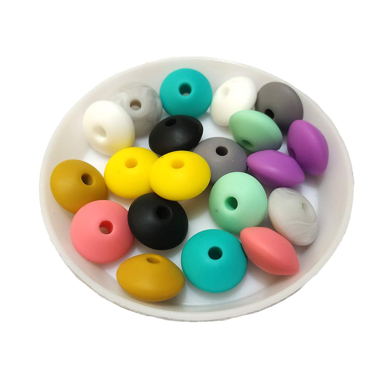 100pcs Silicone Abacus Pearl Beads Accessory 12mm Silicone Pearl Abacus Beads Flat Shape Mom Care DIY Beaded Necklace Making