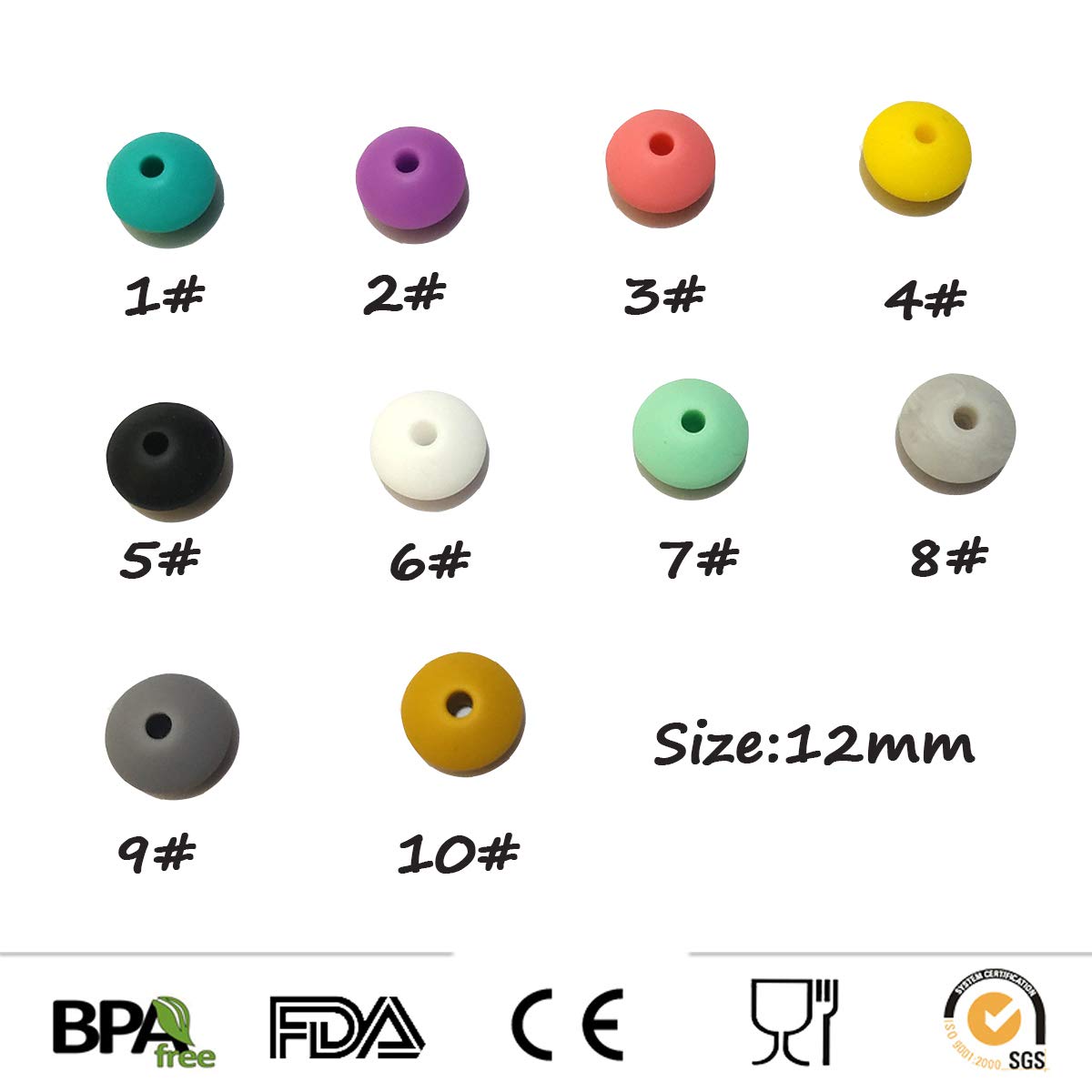 100pcs Silicone Abacus Pearl Beads Accessory 12mm Silicone Pearl Abacus Beads Flat Shape Mom Care DIY Beaded Necklace Making