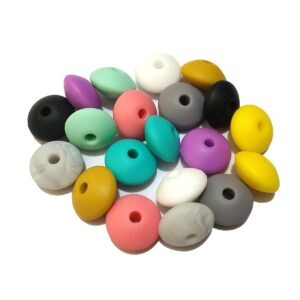 50pcs Silicone Abacus Pearl Beads Accessory 12mm Silicone Pearl Abacus Beads Flat Shape Mom Care DIY Beaded Necklace Making