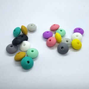 50pcs Silicone Abacus Pearl Beads Accessory 12mm Silicone Pearl Abacus Beads Flat Shape Mom Care DIY Beaded Necklace Making