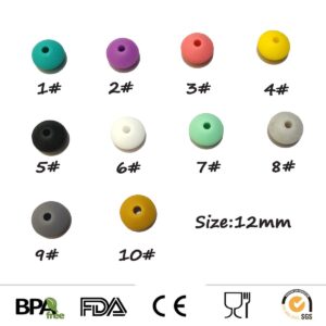 50pcs Silicone Abacus Pearl Beads Accessory 12mm Silicone Pearl Abacus Beads Flat Shape Mom Care DIY Beaded Necklace Making