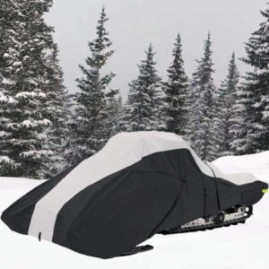 Full Fitment Snowmobile Cover Compatible for the Ski Doo Bombardier Backcountry X-RS 850 ETec 146model years 2020-2023. 600 Denier black and gray, trailerable.