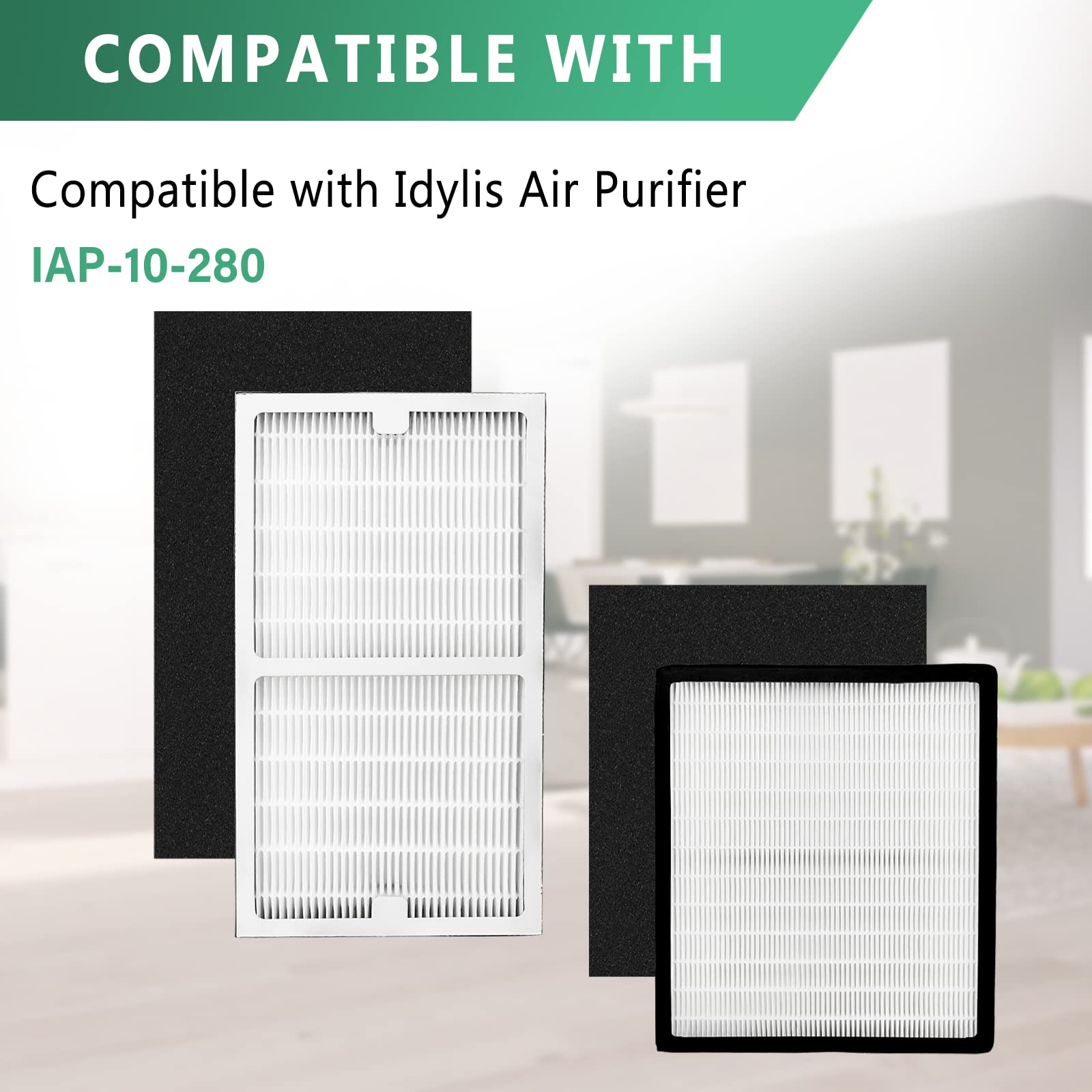 Gekufa Replacement Filter C + D Compatible with Idylis IAP-10-280, for Idylis Air Purifiers Include 1C+1D Hepa Filter each & 2 Carbon Filters