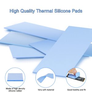 A ADWITS [ 6-Pack ] Thermal Conductive Silicone Pads, Soft Safe Simple to Apply for SSD CPU GPU LED IC Chipset Cooling -Blue