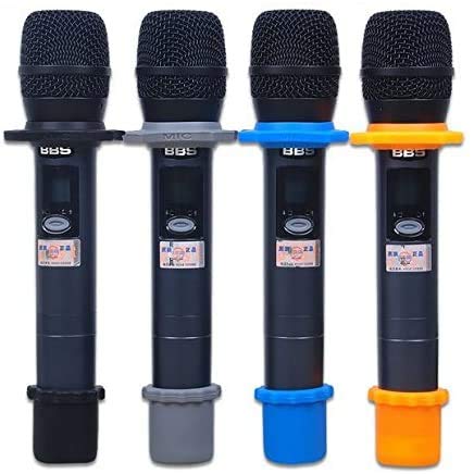 YTYKINOY 4 Sets Wireless Handheld Microphone Shakeproof Anti-Rolling Mic Protection Silicone Ring & Bottom Rod Sleeve Holder Stand for KTV Device (4 Colors)