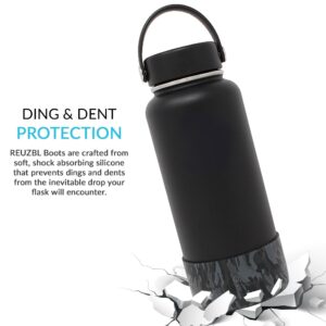 REUZBL Protective Silicone Bottle Boot for Owala FreeSip 40 oz, Hydro Flask 32-40 oz, Iron Flask, Takeya, Thermoflask, and Similar Wide Mouth Water Bottles, Protective Bottle Accessory