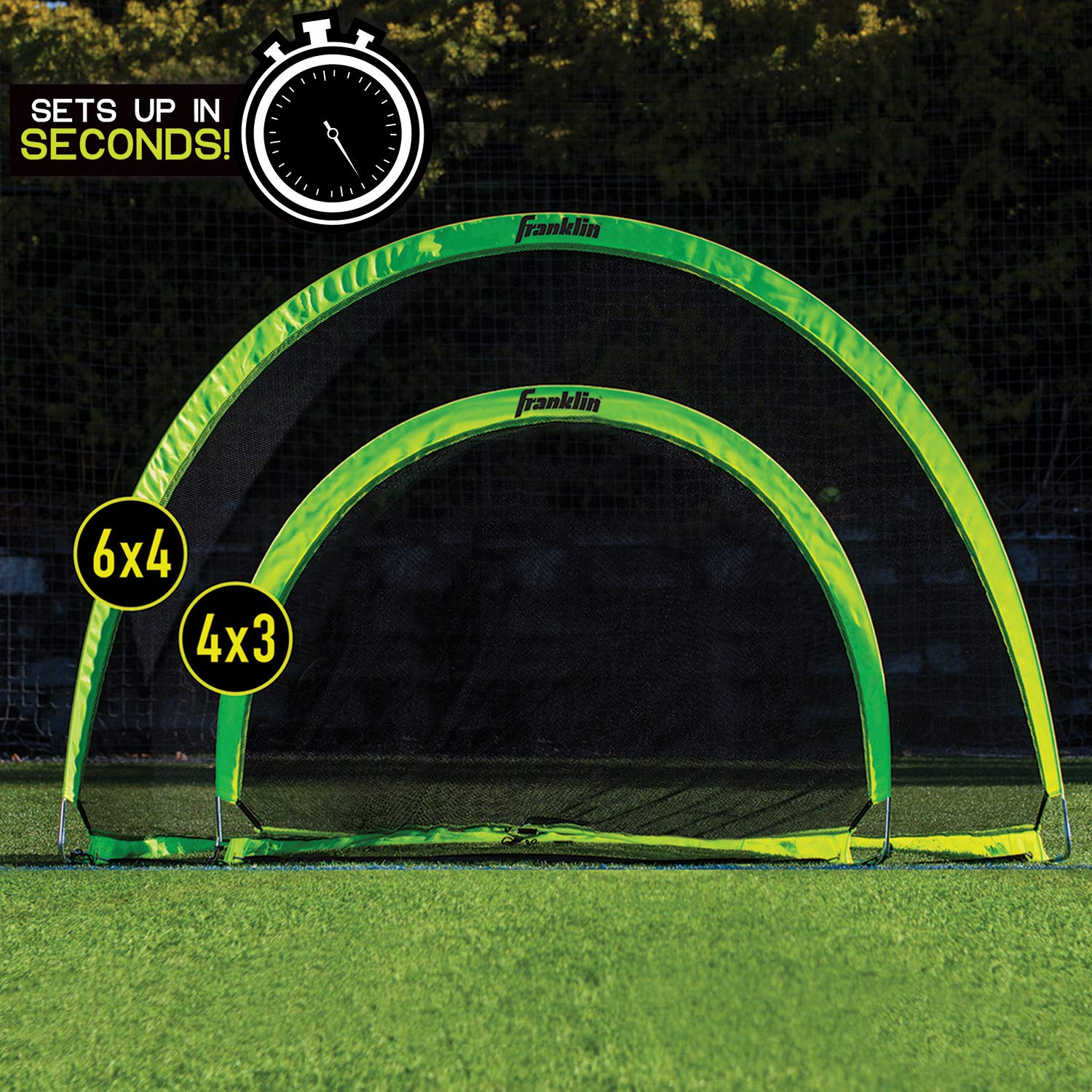 Franklin Sports Youth Soccer Goal - Portable Kids Mini Soccer Goals - Lightweight Folding Soccer Nets for Kids - Perfect for Backyard & Beach - 6'x4', Optic Yellow (31573)