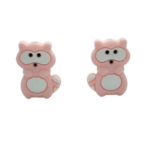 Mini Cute Silicone Raccoon Bead Animal Silicone Beads for DIY Beading Mom Nursing NecklacePendant Accessories (Mix Color 8pcs)