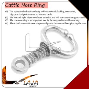 LAJA IMPORTS Stainless Steel Bull Cow Cattle Nose Ring Husbandry Accessory(Spring-Type)