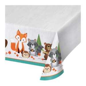 creative converting wild one woodland plastic tablecloth, 1 ct, 54" x 102"