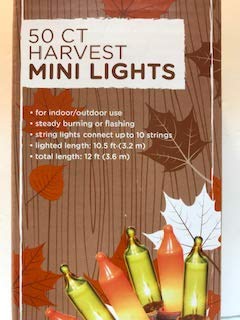 Harvest LED Fairy Lights Fall Mini Lights Amber Orange Golden Yellow Autumn Decor Fairy String Lights Indoor/Outdoor Halloween Parties Garden Patio Thanksgiving Fall Weddings 50 Lights 12 ft (1 Set)