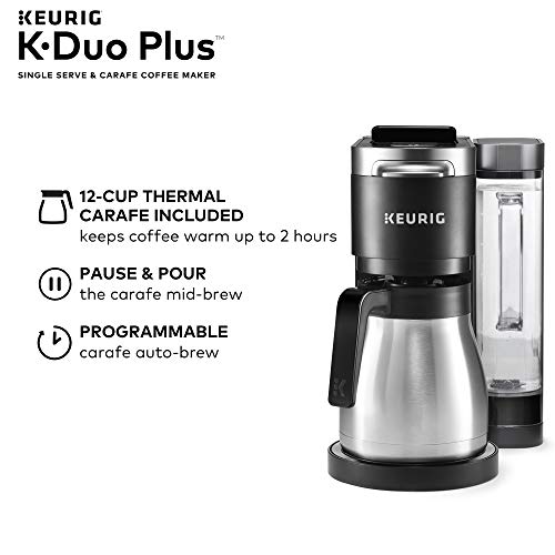 Keurig K-Duo Plus Coffee Maker, Single Serve K-Cup Pod and 12 Cup Carafe Brewer, with Green Mountain Ground Coffee Favorites Collection, 12 oz Bagged, 3 Count