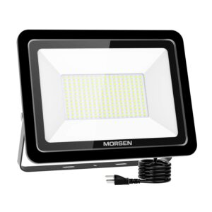 morsen 2 pack 200w led flood light, 20000lm super bright security lights, ul certificated plug, ip66 waterproof outdoor flood light, 5000k daylight white floodlight for yard, garden, garages