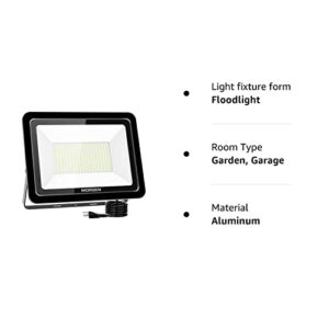 MORSEN 2 Pack 200W LED Flood Light, 20000lm Super Bright Security Lights, UL Certificated Plug, IP66 Waterproof Outdoor Flood Light, 5000K Daylight White Floodlight for Yard, Garden, Garages