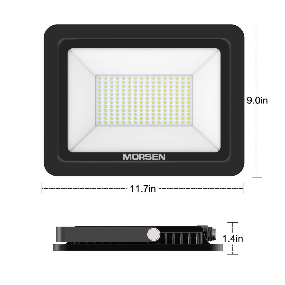 MORSEN 2 Pack 200W LED Flood Light, 20000lm Super Bright Security Lights, UL Certificated Plug, IP66 Waterproof Outdoor Flood Light, 5000K Daylight White Floodlight for Yard, Garden, Garages