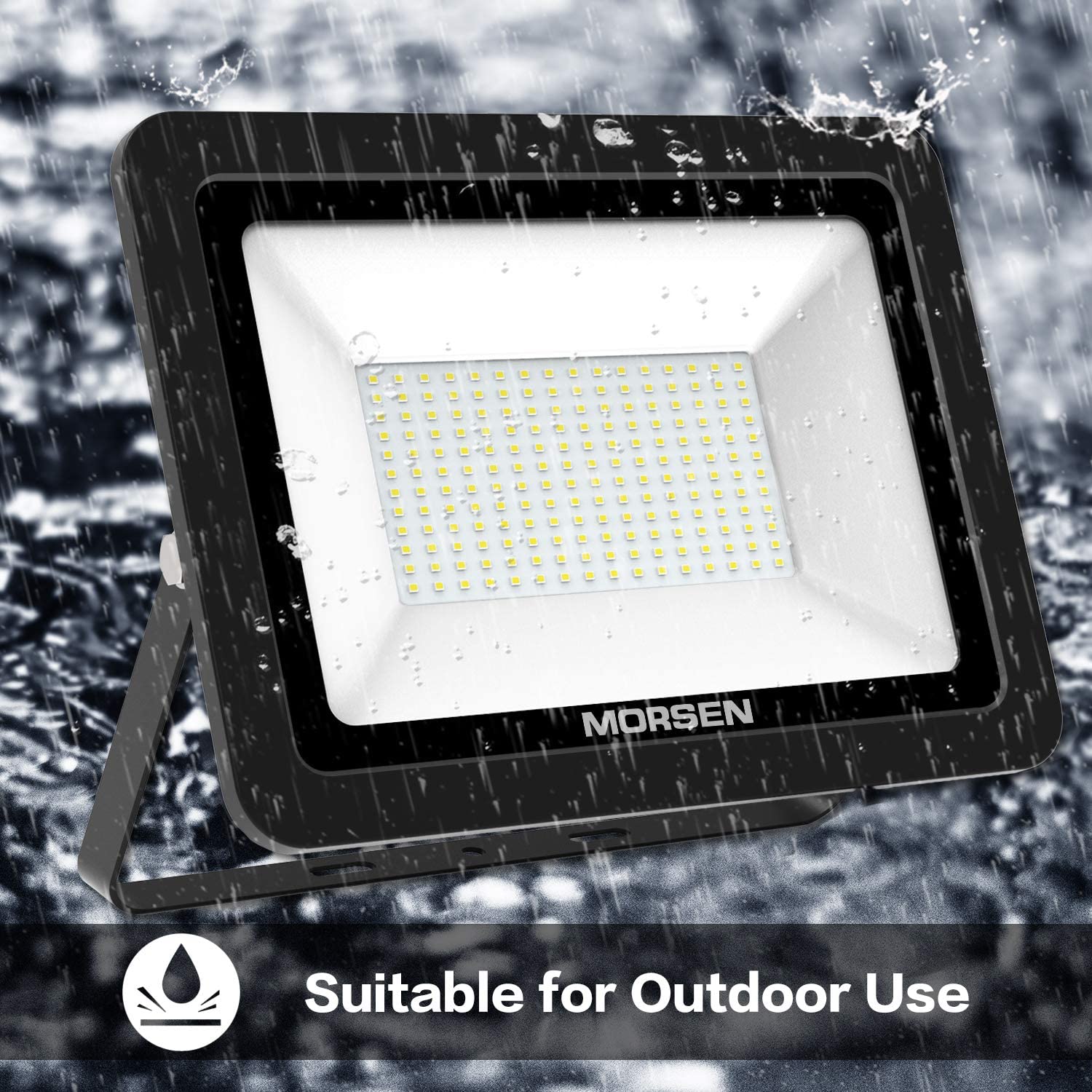 MORSEN 2 Pack 200W LED Flood Light, 20000lm Super Bright Security Lights, UL Certificated Plug, IP66 Waterproof Outdoor Flood Light, 5000K Daylight White Floodlight for Yard, Garden, Garages