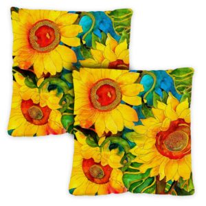 toland home garden 761235 set of 2 sunny sunflowers fall pillow covers 18x18 inch flower outdoor square indoor decorative throw pillows