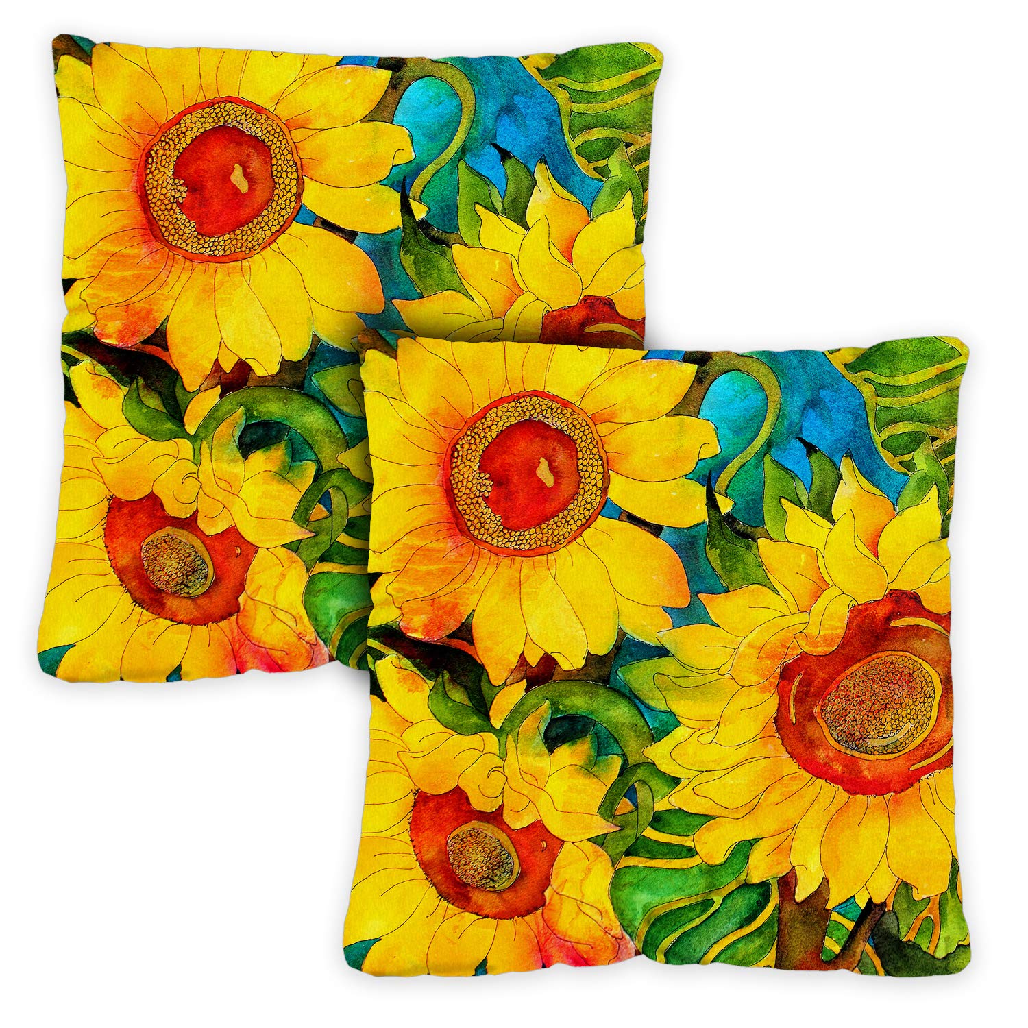 Toland Home Garden 761235 Set of 2 Sunny Sunflowers Fall Pillow Covers 18x18 Inch Flower Outdoor Square Indoor Decorative Throw Pillows