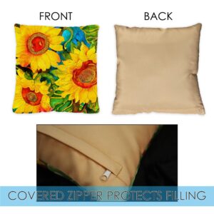 Toland Home Garden 761235 Set of 2 Sunny Sunflowers Fall Pillow Covers 18x18 Inch Flower Outdoor Square Indoor Decorative Throw Pillows