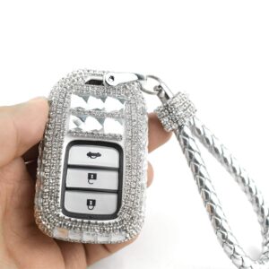 Car Key Shell Fob Key Cover with Bling Rhinestones For Honda Civic Accord CRV HRV