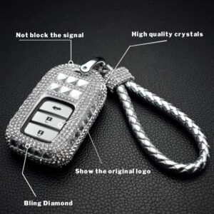 Car Key Shell Fob Key Cover with Bling Rhinestones For Honda Civic Accord CRV HRV