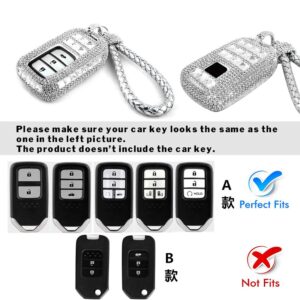 Car Key Shell Fob Key Cover with Bling Rhinestones For Honda Civic Accord CRV HRV