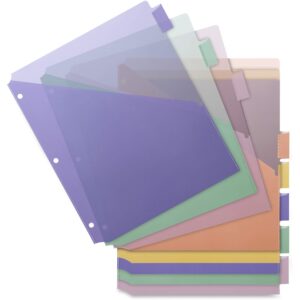 double pocket index dividers, with multicolor large insertable tabs, hole punched for use with 3 ring binders - 8 pack