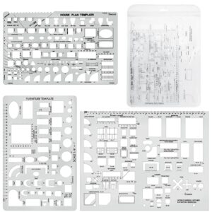 sooez architectural templates, house plan template, interior design template, furniture template, drawing template kit, drafting tools and supplies, template architecture kit, set of 3