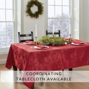 Elrene Home Fashions Poinsettia Elegance Jacquard Holiday Table Runner, 13" x 70", Red