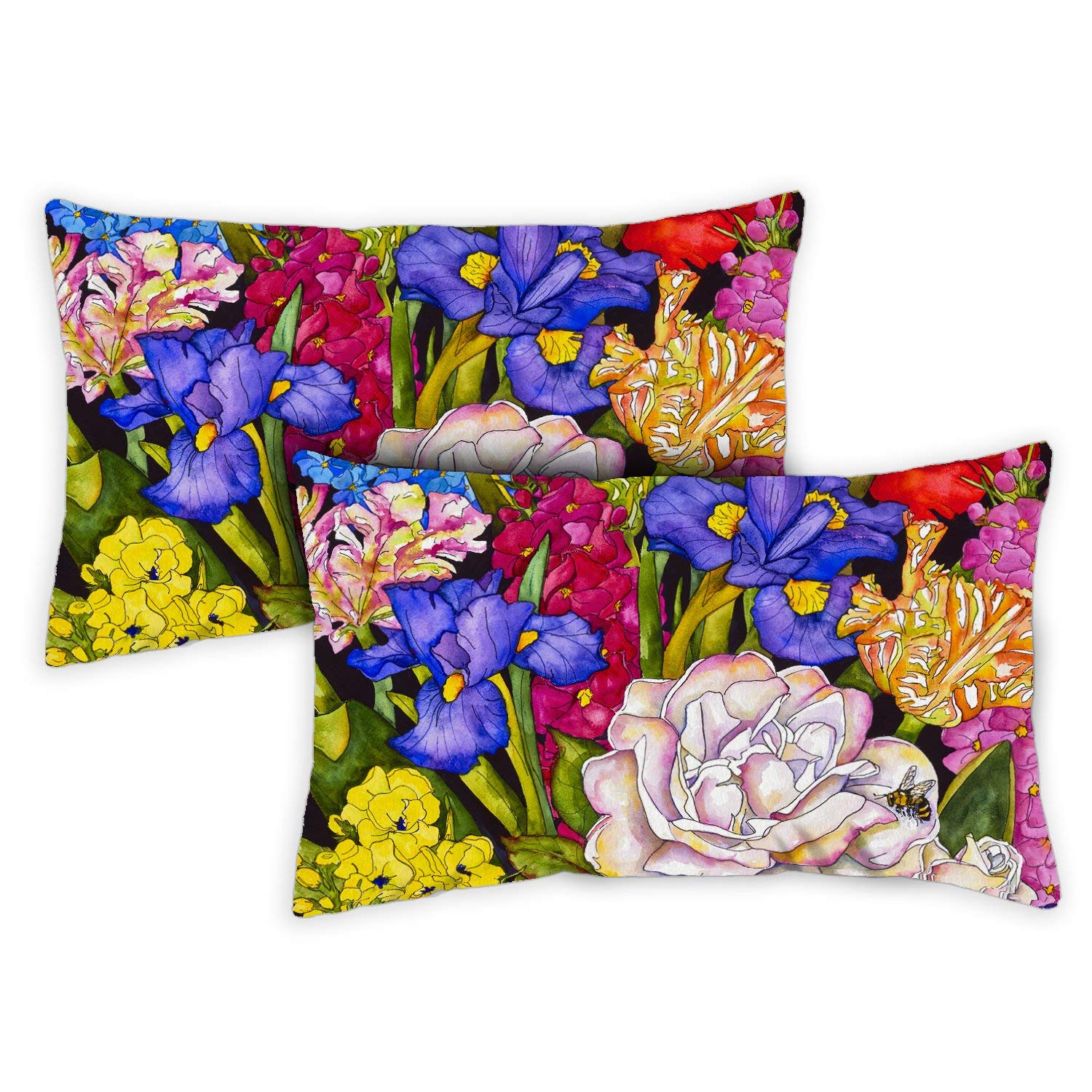 Toland Home Garden Flashy Flowers 12 x 19 Inch Indoor, Pillow, Case (2-Pack)