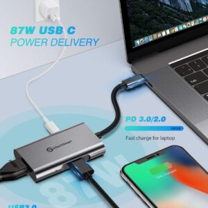 USB C to HDMI Adapter, UtechSmart USB C Hub to Dual HDMI, 4 in 1 Thunderbolt 3 to HDMI with 2 HDMI Ports 4K,USB 3.0 Port,Power Delivery Type C Port Compatible for MacBook,Nintendo Switch,USB C Device