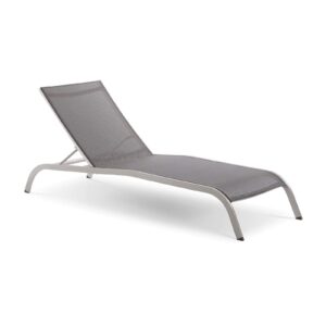 modway savannah outdoor patio mesh chaise lounge chair in gray