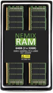 64gb (2x32gb) ddr3-1600mhz pc3-12800 ecc lrdimm 4rx4 1.5v load reduced server memory by nemix ram