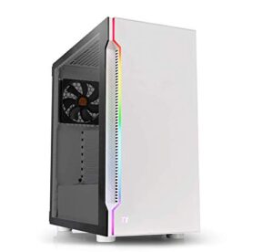 thermaltake h200 tempered glass snow edition rgb light strip atx mid tower case with one 120mm rear fan pre-installed ca-1m3-00m6wn-03