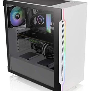 Thermaltake H200 Tempered Glass Snow Edition RGB Light Strip ATX Mid Tower Case with One 120mm Rear Fan Pre-Installed CA-1M3-00M6WN-03