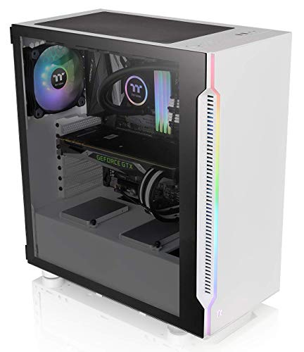 Thermaltake H200 Tempered Glass Snow Edition RGB Light Strip ATX Mid Tower Case with One 120mm Rear Fan Pre-Installed CA-1M3-00M6WN-03