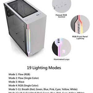 Thermaltake H200 Tempered Glass Snow Edition RGB Light Strip ATX Mid Tower Case with One 120mm Rear Fan Pre-Installed CA-1M3-00M6WN-03