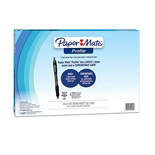 20 Count PaperMate Profile 1.4B Black Pens