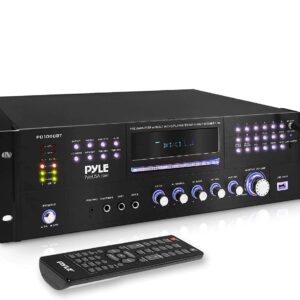 PYLE 4 Channel Amplifier Receiver - 1000 Watt Rack Mount Bluetooth Home Theater-Stereo Surround Sound Preamp Receiver W/Audio/Video System, CD/DVD Player, AM/FM Radio, MP3/USB Reader - PD1000BT