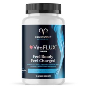 vitaflux triple power nitric oxide supplement for male performance, stamina, energy, recovery - l arginine 2000mg, l carnitine 1000mg, zinc, magnesium - amino acids, 180 capsules