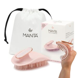 manta hair hairbrush - fully flexible hair brush - gentle brush that helps prevent hair breakage - scalp care massager and detangler (pink-rose)