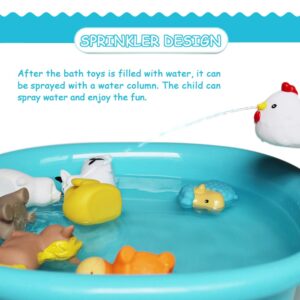 Bath Toys Floating Bath Farm Toys(8PCS),Baby Soft Bath Time Toys,Bathtub Learning Dogs Ducks Sheep Hen Pig Bath Toys and Bathroom Toys for Toddlers