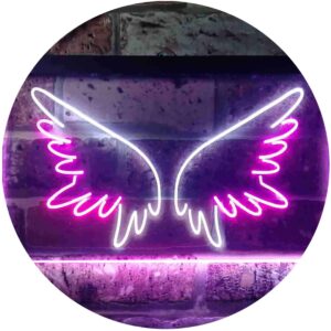 advpro angel wings girl room dual color led neon sign white & purple 12" x 8.5" st6s32-i3370-wp