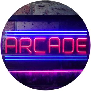 advpro arcade game zone room dual color led neon sign blue & red 16" x 12" st6s43-i3368-br