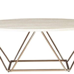 Signature Design by Ashley Tarica Modern 3 Piece Table Set, Includes Coffee & 2 End Tables, White & Gold