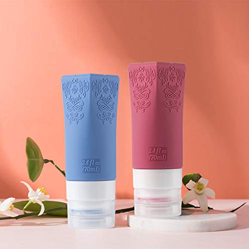 Cosmetic Travel Containers, Leakproof Silicone Travel Bottles Set, TSA Approved Travel Size Cosmetic Toiletries Containers Accessories Set for Shampoo Conditioner Facial Cleanser Cream