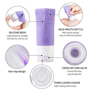 Cosmetic Travel Containers, Leakproof Silicone Travel Bottles Set, TSA Approved Travel Size Cosmetic Toiletries Containers Accessories Set for Shampoo Conditioner Facial Cleanser Cream